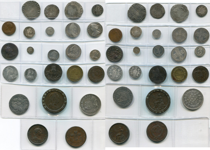GRANDE-BRETAGNE, lot de 24 p., dont: Elisabeth Ire, shilling, 1592-1595; Jacques...