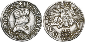 ITALIE, MILAN, occupation française, Louis XII (1500-1512), billon teston. D/ + LVDOVICVS D G FRANCORVM RE B. à d., coiffé d'une couronne sur un chape...