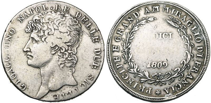 ITALIE, NAPLES, Joachim Murat (1808-1815), AR 12 carlini (piastre), 1809. NAPOL....