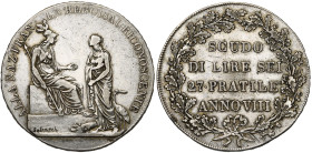 ITALIE, REPUBLIQUE CISALPINE, (1797-1800), AR scudo de 6 lire, an VIII (1800), Milan. M. 184; G. 1; Dav. 199.

presque Très Beau / about Very Fine