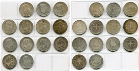 ITALIE, Royaume, Victor Emmanuel II (1861-1878), lot de 13 p. de 5 lire: 1869 M-1875M (8), 1870 R (rare), 1876 R (4). Certaines nettoyées.

Beau à T...