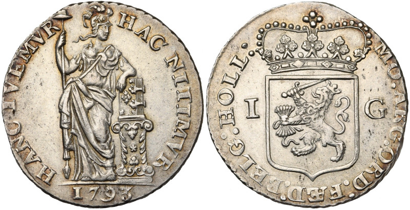 NEDERLAND, HOLLAND, Provincie, AR Nederlandse 1 gulden, 1793. Vz/ Nederlandse ma...
