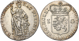 NEDERLAND, HOLLAND, Provincie, AR Nederlandse 1 gulden, 1793. Vz/ Nederlandse maagd met speer en vrijheidshoed. Kz/ Gekroond Generaliteitswapen. Verk....