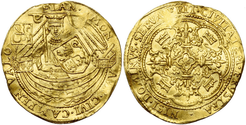 NEDERLAND, KAMPEN, Stad, AV gouden nobel op Vlaamse muntvoet, z.j. (ca. 1600). V...