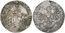 NEDERLAND, ZEELAND, De Staten in opstand (1572-1581), AR rijksdaalder van stad Aken, 1570. Met titel van Maximiliaan II en klop Zeeuws wapen in parelr...