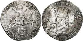 NEDERLAND, ZWOLLE, Stad, AR dukaton (zilveren rijder), 1668. Vz/ Ridder te paard n.r. boven stadswapen. Kz/ Gekroond Generaliteitswapen gehouden door ...