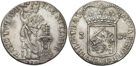 NEDERLAND, De Bataafse Republiek (1795-1806), AR 3 gulden, 1795, Holland. Vz/ Nederlandse maagd leunend op een bijbel op een altaar. Kz/ Generaliteits...