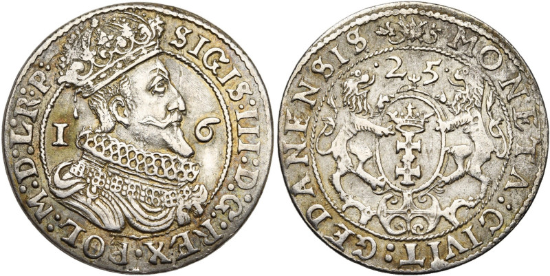 POLOGNE, Sigismond III Wasa (1587-1632), AR Ort, 1625, Dantzig. D/ B. cour. à d....