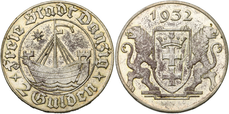 POLOGNE, DANZIG, Ville libre (1920-1939), AR 2 Gulden, 1932. J. D16; A.K.S. 13. ...
