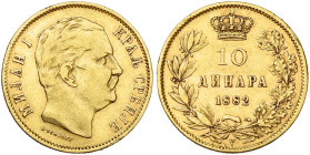 SERBIE, Milan Obrenovich IV (1868-1889), AV 10 dinara, 1882 V, Vienne. Fr. 5.

Beau à Très Beau / Fine - Very Fine