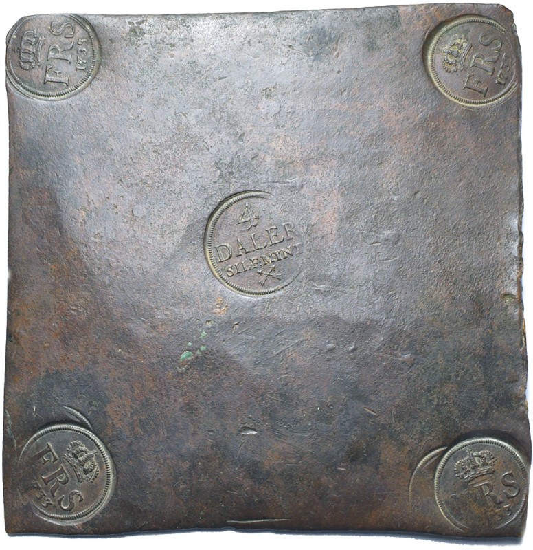 SUEDE, Fredrik Ier (1720-1751), Cu 4 daler silvermynt, 1733, Avesta. Plätmynt (p...