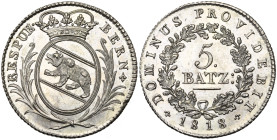 SUISSE, BERNE, Canton, AR 5 Batzen, 1818. D.T. 35d.

Fleur de Coin / Uncirculated