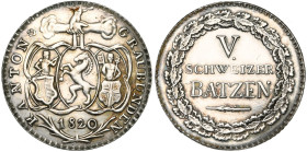 SUISSE, GRISONS (GRAUBÜNDEN), Canton, AR 5 Batzen, 1820. D.T. 179b. Nettoyé. Flan légèrement bosselé.

Très Beau à Superbe / Very Fine - Extremely F...