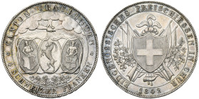 SUISSE, GRISONS (GRAUBÜNDEN), Canton, AR Taler de 4 Franken, 1842, Münich. Tir fédéral à Chur. Divo S1; Dav. 372. Rare.

Superbe / Extremely Fine...