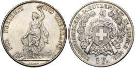 SUISSE, Confédération helvétique, AR 5 francs, 1872. Tir fédéral à Zurich. Divo S11; Dav. 385. Petits coups.

Superbe / Extremely Fine