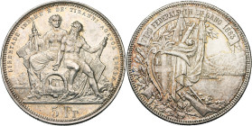 SUISSE, Confédération helvétique, AR 5 francs, 1883. Tir fédéral à Lugano. Divo S16; Dav. 390. Petits coups sur la tranche.

presque Superbe / about...