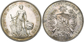 SUISSE, Confédération helvétique, AR 5 francs, 1885. Tir fédéral à Berne. Divo S17; Dav. 391. Petits coups sur la tranche et dans le champ. Belle pati...