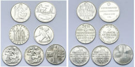 SUISSE, Confédération helvétique, lot de 7 p. commémoratives de 5 francs: 1936, Dotation de l'armée; 1939, Exposition agricole à Zurich; 1941, 650e an...