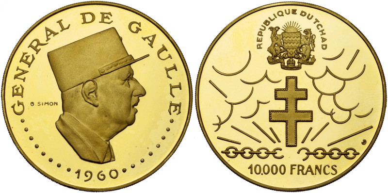 TCHAD, République (1960-), AV 10.000 francs, 1960 (1970). Général de Gaulle. 10e...