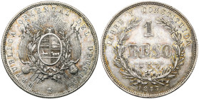 URUGUAY, République (1830-), AR 1 peso, 1877 A. K.M. 17.

Très Beau à Superbe / Very Fine - Extremely Fine