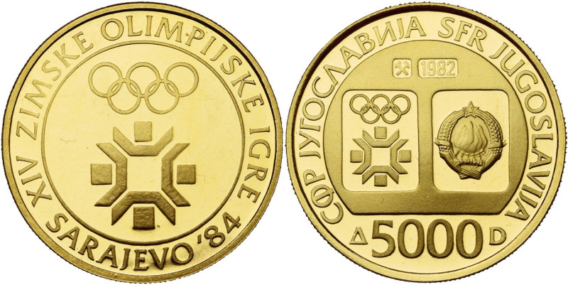 YOUGOSLAVIE, République (1946-), AV 5000 dinars, 1982. Jeux Olympiques d'hiver à...