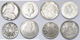 lot de 4 p.: Allemagne, Bavière, Maximilien III Joseph, Taler, 1775 A; Prusse, Guillaume II, 5 Mark, 1903 A; Mexique, Charles IV, 8 reales, 1806, Mexi...
