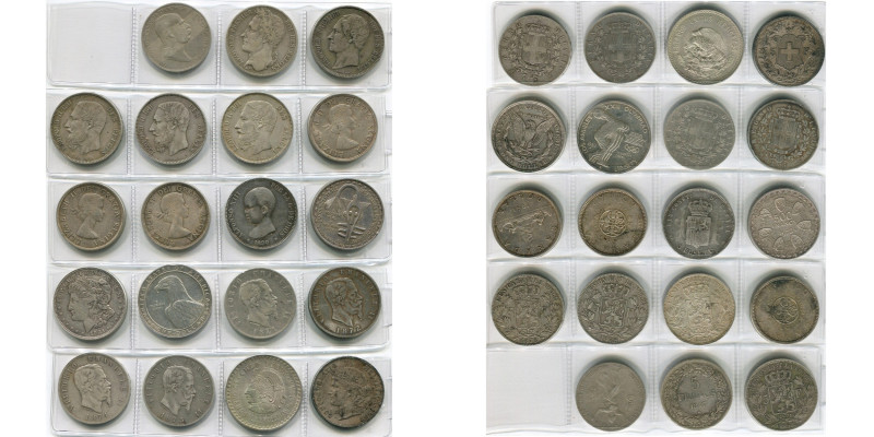 lot de 19 p. en argent: Autriche, 5 couronnes 1908; Belgique, 5 francs 1847, 185...