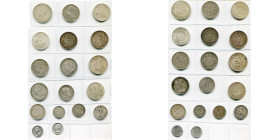 lot de 18 p., dont: Allemagne, Wurtemberg, 3 Mark, 1910 F; Autriche, Taler, 1780 (refrappe); Espagne, 5 pesetas, 1884; Etats-Unis, dollar, 1878 S, 188...