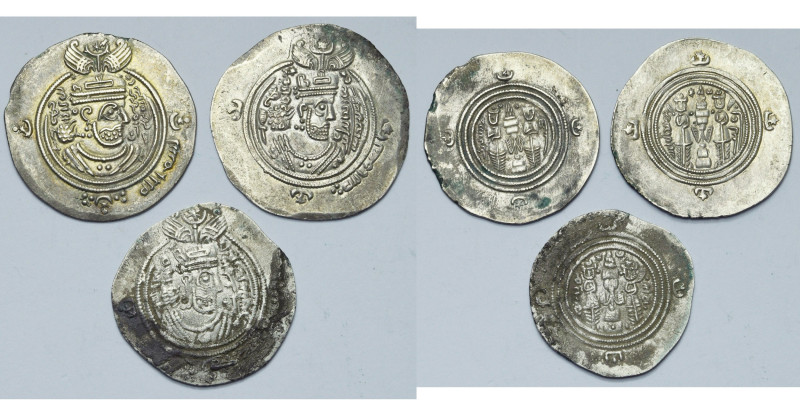 ARAB-SASANIAN, Umayyad Governors, lot of 3 dirhams: Ziyad bin Abi Sufiyan, Darab...