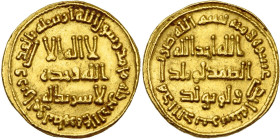 UMAYYAD, Hisham (AD 724-743/AH 105-125) AV dinar, AH 111, no mint. Normal obverse. Walker 231 var.; BMC IX, 32b var.; Lav. 452; Album 136. 4,27 g. Spo...
