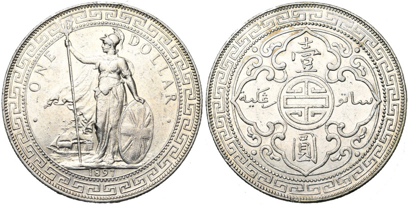 ASIA, British Trade Coinage, Victoria (1837-1901), AR dollar, 1897 B, Bombay. K....
