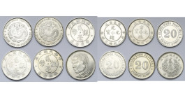CHINA, KWANGTUNG PROVINCE, AR lot of 6 pcs: Kuang-hsü, 20 cents, n.d. (1890-1908); Hsuan-T'ung, 20 cent, n.d. (1909-1911); Republic, 20 cents, year 1 ...