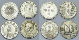 CHINA, lot of 4 pcs: Republic, dollar, year 1 (1912), Szechuan; dollar, year 3 (1914), Yuan Shih-kai (chopmarks); Memento dollar, n.d. (1927), Sun Yat...
