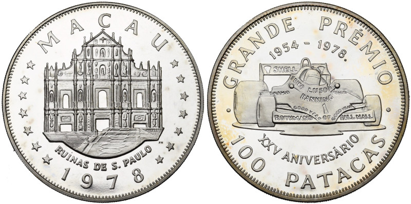 MACAO, Portuguese colony (1887-1999), AR 100 patacas, 1978. 25th anniversary of ...