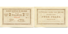 BELGIQUE, Banque Nationale, 2 francs, 27.08.14. Comptes courants. M.E. 5.

Superbe / Extremely Fine