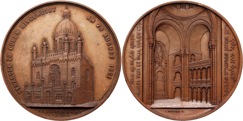 ALLEMAGNE, AE médaille, 1861, J. Wiener. Consécration de la Synagogue de Cologne...