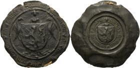 PAYS-BAS MERIDIONAUX, sceau pendant en cire des échevins de la ville de Gand, 15e s. 79 mm, quelques éclats.

Beau / Fine