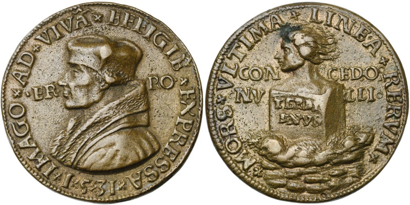 PAYS-BAS MERIDIONAUX, AE médaille, 1531, d'après Quentin Metsys. Erasme (1469-15...