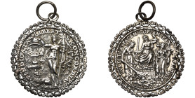 PAYS-BAS MERIDIONAUX, AR médaille, 1577, Jonghelinck. Promulgation de l'Edit Perpétuel. D/ LIBERTAS CONCORDIA VINDICATA La Liberté deb. à g., ten. une...