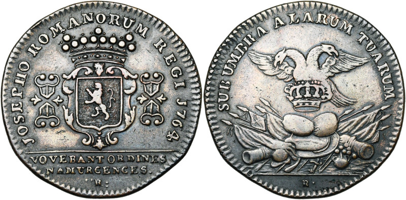 PAYS-BAS MERIDIONAUX, Cu jeton, 1764, J. Roettiers. Etats de Namur - Couronnemen...