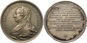 BELGIQUE, AE argenté médaille, 1899. Prix de l'Académie royale à Adrien de Gerlache pour les voyages de l'Antarctica. D/ B. de Marie-Thérèse à g. R/ I...
