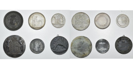BELGIQUE, lot de 6 médailles: s.d., Hart, Médaille de première communion (AR, SUP); 1841, Jouvenel, Médaille pour le concours de l'Académie des scienc...
