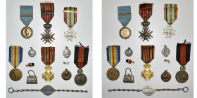 BELGIQUE, lot de 6 décorations et insignes relatifs à la guerre 1914-1918, dont une croix civique de 1e classe, une médaille de prisonnier politique e...