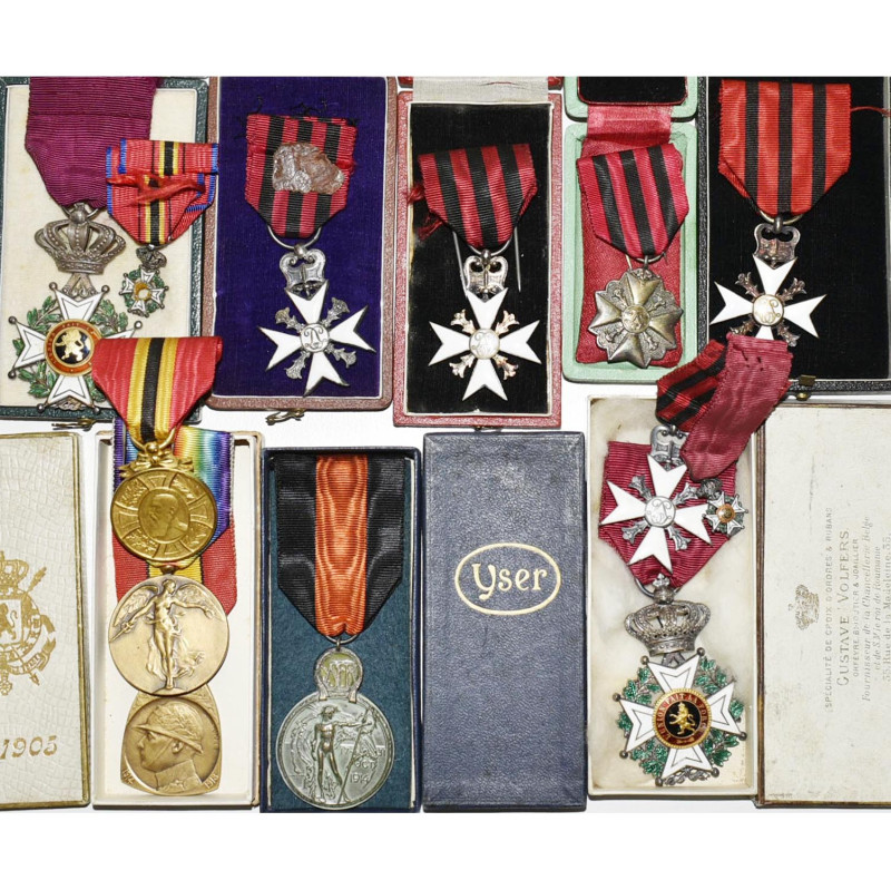 BELGIQUE, lot de 13 décorations: chevalier de l’Ordre de Léopold (modèle civil u...