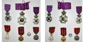 BELGIQUE, lot de 6 décorations: commandeur (unilingue), officier (bilingue) et chevalier (bilingue) de l’Ordre de Léopold à titre civil, 3 décorations...