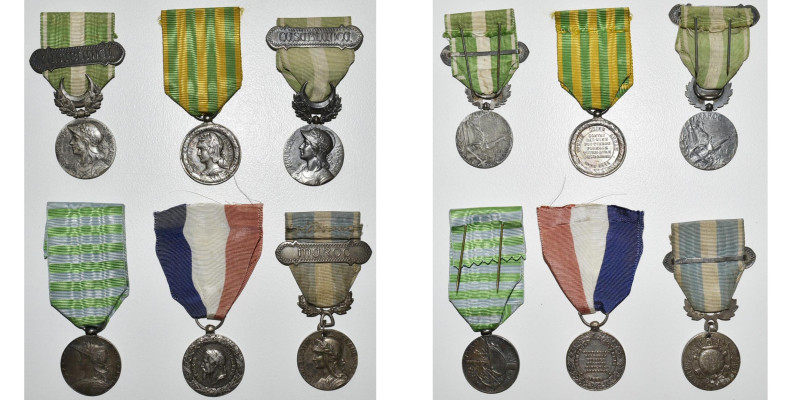 FRANCE, lot de 6 médailles en argent commémoratives de campagnes militaires: cam...