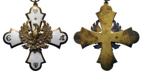 GRECE, Ordre du Phénix, croix de commandeur en vermeil, 1er modèle sans couronne (1926-1935), avec une lettre sur chaque branche, cravate d’origine (4...
