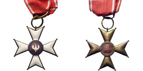 POLOGNE, Ordre Polonia Restituta, croix de commandeur du 1er type en bronze doré (63 mm), avec date "1918" au revers, aigle blanc avec plumage uni, cr...