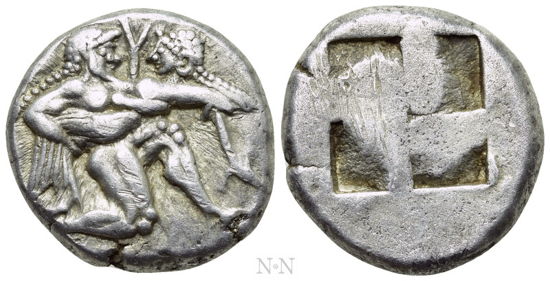 THRACE. Thasos. Stater (Circa 500-480 BC). 

Obv: Ithyphallic satyr advancing ...