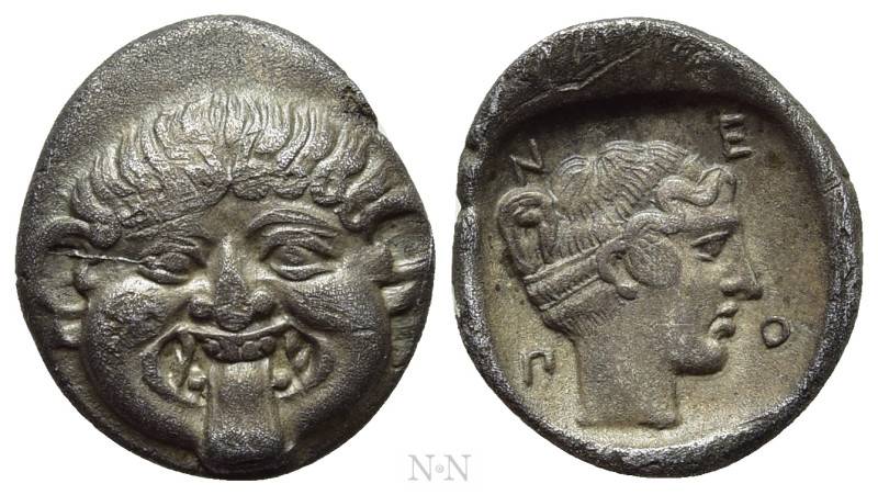 MACEDON. Neapolis. Hemidrachm (Circa 375-350 BC). 

Obv: Facing gorgoneion.
R...